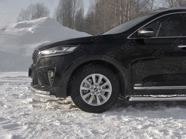 Фото Защита переднего бампера d63 секции-d42 уголки KIA SORENTO PRIME 2018-