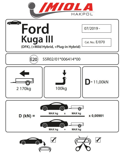 Фаркоп Imiola для Ford Escape IV (2019-)