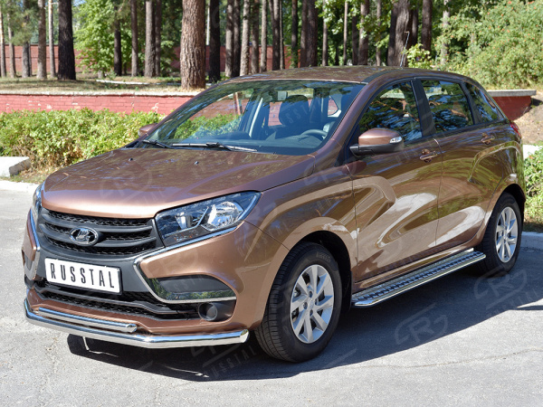 Фото Защита переднего бампера d63 секция-d42 дуга LADA XRay 2015