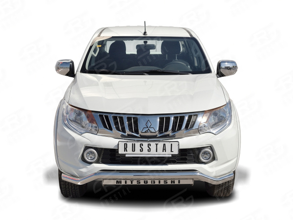 Фото Защита переднего бампера d63 волна с надписью MITSUBISHI L200 2015-