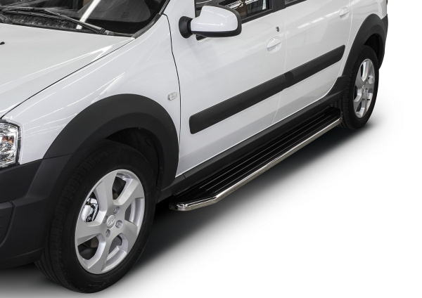 Фото Пороги алюминиевые Rival "Premium" для Lada Largus 2012- / Largus Cross 2014-