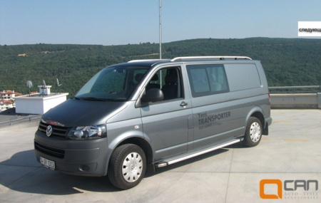 Пороги алюминиевые (Brillant) Volkswagen T5 / Caravelle/Trans. (длинная база) (серебр)