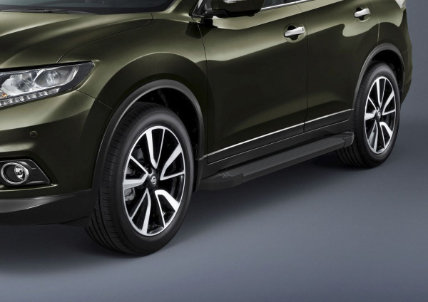 Фото Пороги алюминиевые Rival "Black" для Nissan Qashqai 2013-