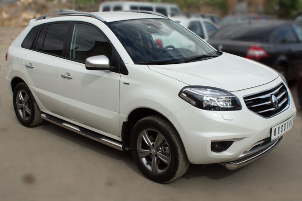 Фото Пороги труба d76 с накладками (вариант 3) RENAULT Koleos 2012-2016