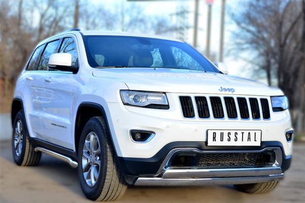 Фото Защита переднего бампера 75*42 (дуга) 75*42 (дуга) JEEP Grand Cherokee 2013-