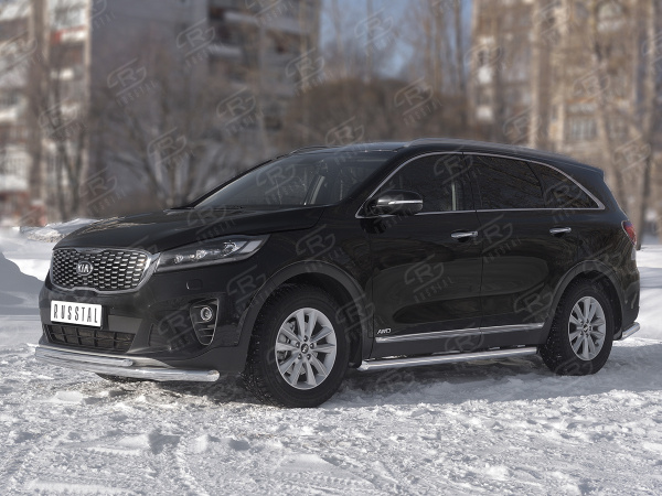 Фото Защита переднего бампера d63 секции-d42 дуга KIA SORENTO PRIME 2018-