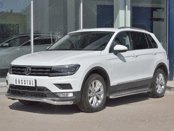 Фото Защита переднего бампера d63 волна VOLKSWAGEN TIGUAN 2017- (кроме Off Road)