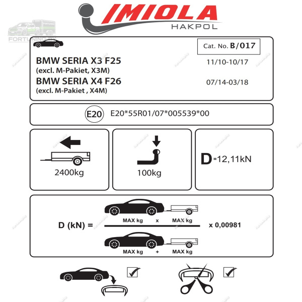 Фаркоп Imiola для BMW X4 «F26» (2014-2018) "кроме X4M и моделей с M-пакетом"