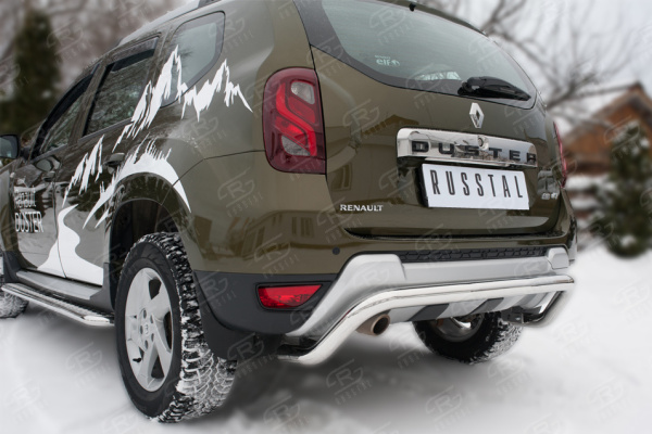Фото Защита заднего бампера d63 (волна) RENAULT Duster 2015-