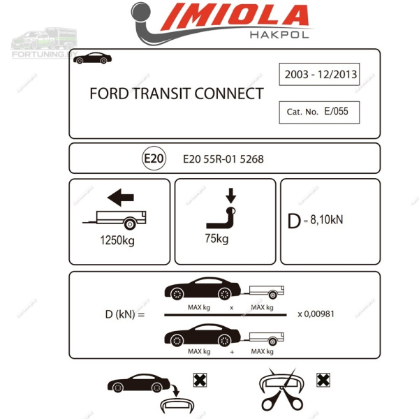 Фаркоп Imiola для Ford Transit Connect 2002-2012