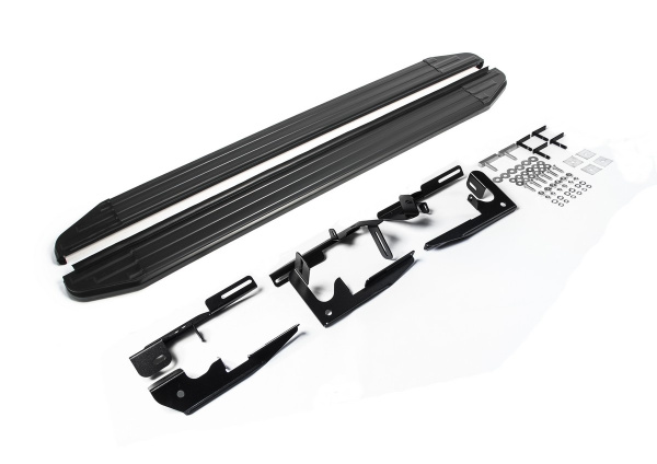 Фото Пороги алюминиевые Rival "Premium-Black" для Toyota Highlander 2007-2010-2014