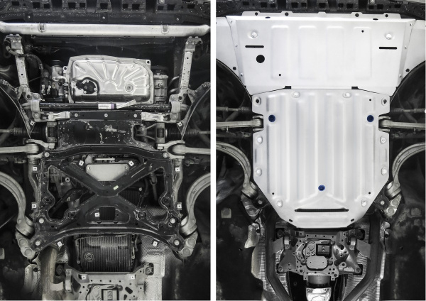 Фото Защита радиатора, картера и КПП Rival для Audi Q8 2019-н.в., алюминий 4 мм, с крепежом, K333.0330.1