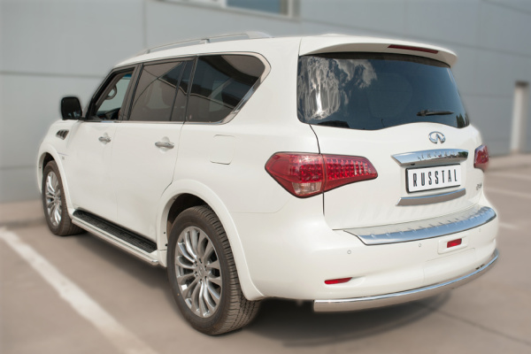 Фото Защита заднего бампера d75х42 (дуга) INFINITI QX 80 2014-2017