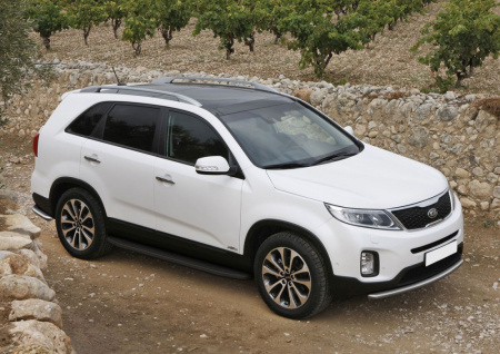 Пороги алюминиевые Rival "Premium-Black" для Kia Sorento 2012-