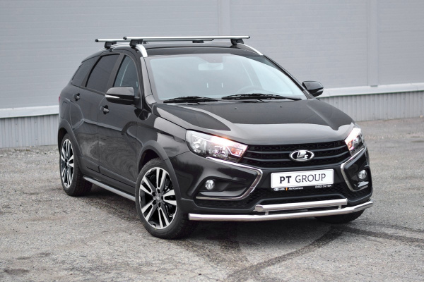 Фото Защита переднего бампера двойная 51/51мм (НПС) Vesta SW Cross 2017-