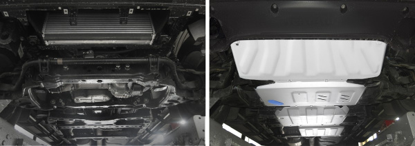 Фото Защита радиатора, картера, КПП и РК Rival для Mercedes-Benz X-Class 4WD 2018-н.в., алюминий 4 мм, с крепежом, K333.3942.1