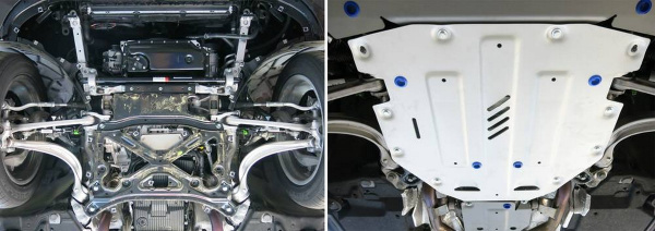 Фото Защита КПП Rival для Audi Q7 2015-н.в., алюминий 4 мм, с крепежом, 333.0330.1