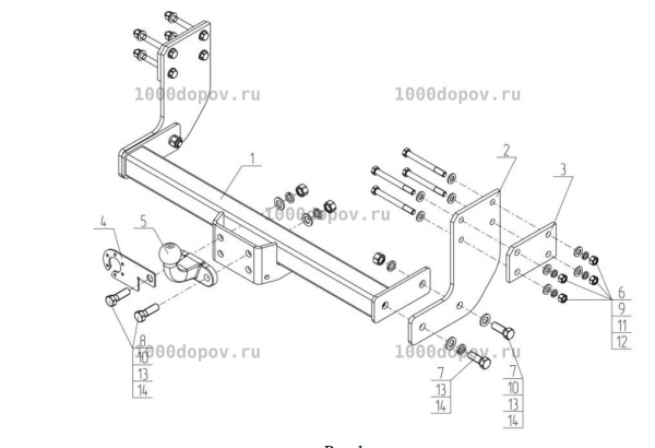 фото Фаркоп АвтоСила для VOLKSWAGEN Crafter (одинарные колёса, без ступеньки) база 3,250-4,325м. 2006-2017