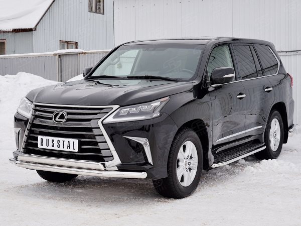 Фото Защита переднего бампера d63 секция-75х42 дуга LEXUS LX450d-LX570 2015 (кроме F-Sport)