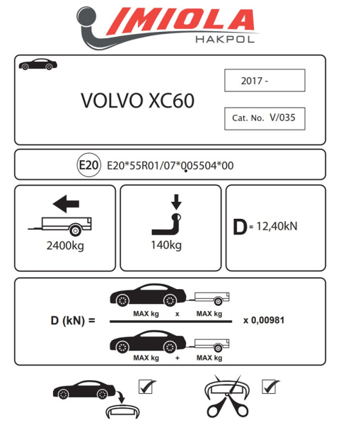 фото Фаркоп Imiola для Volvo XC60 2017-