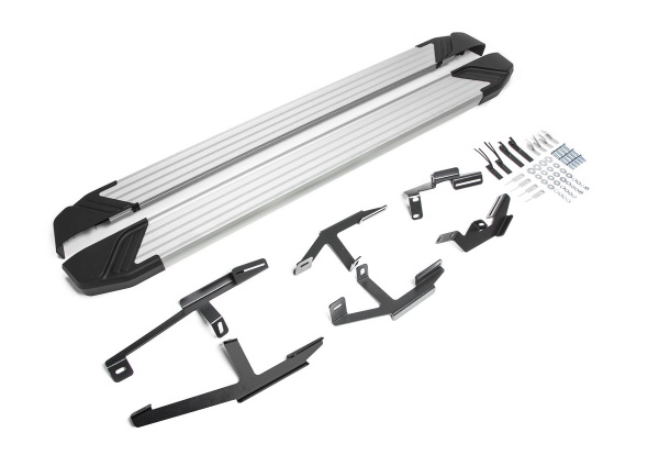 Фото Пороги алюминиевые Rival "Silver" для Chery Tiggo 2 2017-