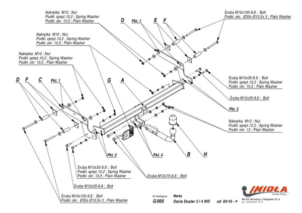 фото Фаркоп Imiola для Renault Duster I (2010-2015), кроме Adblue
