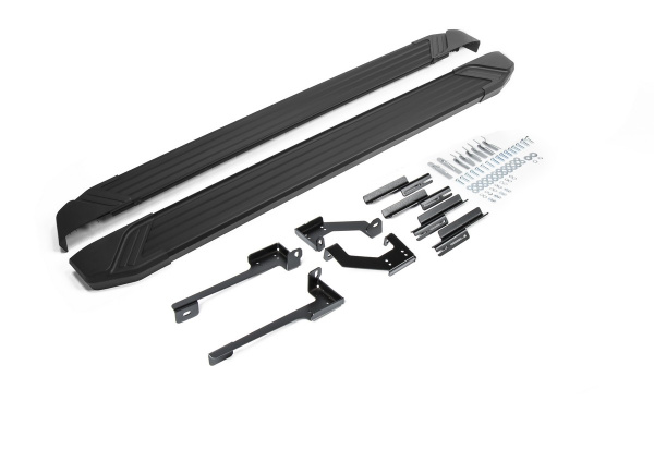 Фото Пороги алюминиевые Rival "Black" для Hyundai Creta 2016-