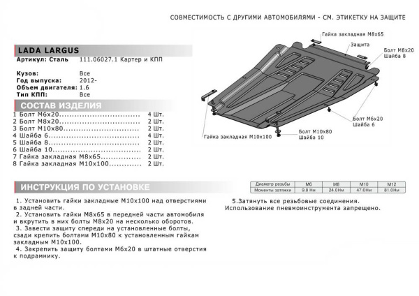 Фото ЗК и КПП Автоброня для Renault Sandero 2009-2014