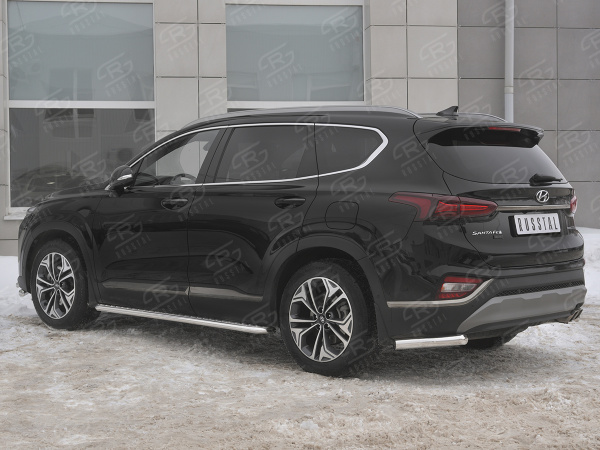 Фото Защита заднего бампера уголки d63 секции HYUNDAI SANTA FE 2018-