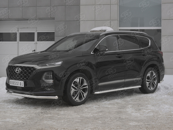 Фото Защита переднего бампера d63 секции HYUNDAI SANTA FE 2018-