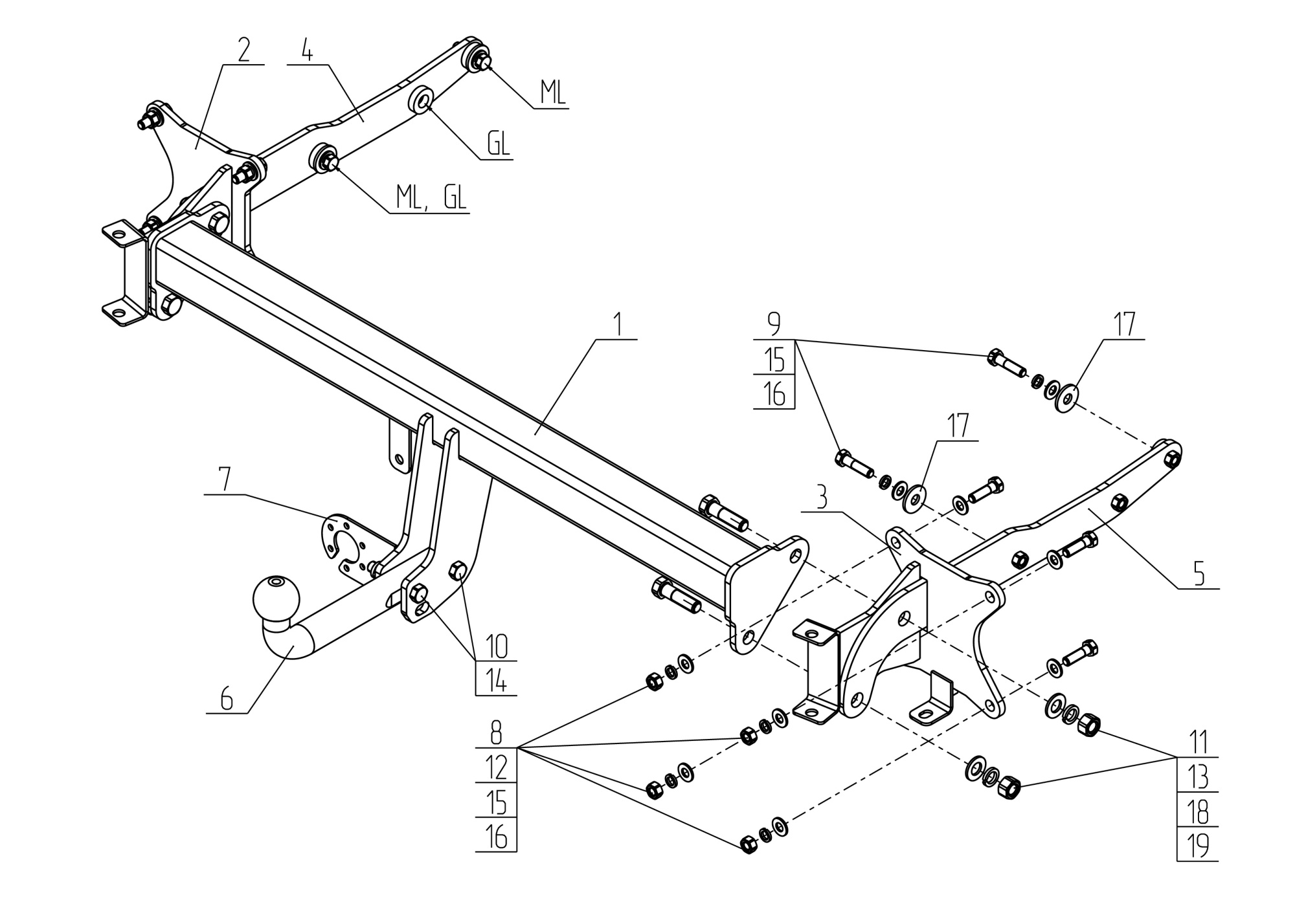 фото Фаркоп AvtoS для MERCEDES ML (w166) 2012-2015