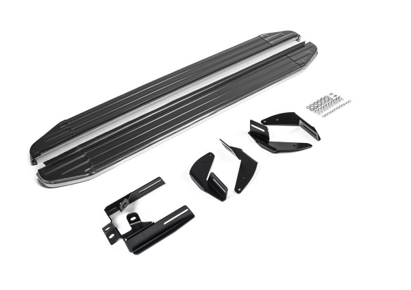 Фото Пороги алюминиевые Rival "Premium" для Toyota Hilux 2005-2011-2015