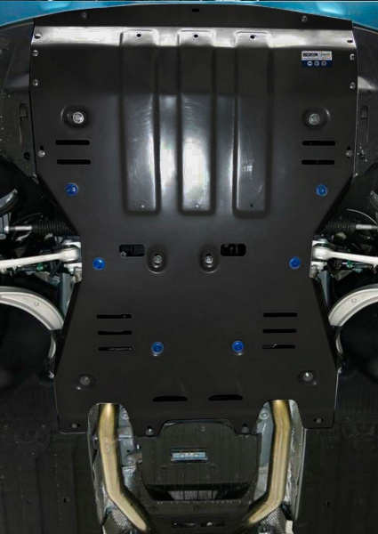 Фото Защита картера и КПП Rival (черная) для Porsche Macan 2014-н.в., алюминий 4 мм, с крепежом, 333.4605.2