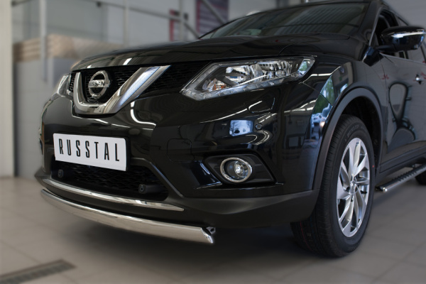 Фото Защита переднего бампера d75х42 (дуга) NISSAN X-Trail 2015-2017