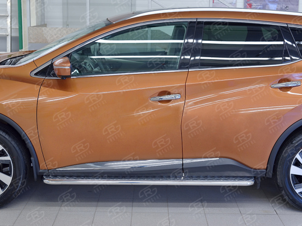 Фото Пороги труба d42 С листом (лист алюм, проф.сталь)(вариант 2) NISSAN MURANO 2016