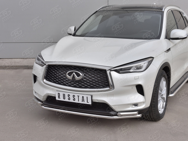 Фото Защита переднего бампера d42 секции-d42х2 дуга INFINITI QX50 2018-