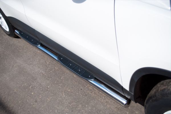 Фото Пороги труба d76 с накладками (вариант 3) VOLKSWAGEN Tiguan Track & Field 2011-2016