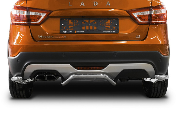 Фото Защита заднего бампера d42 уголки Lada Vesta SW Cross 2017-