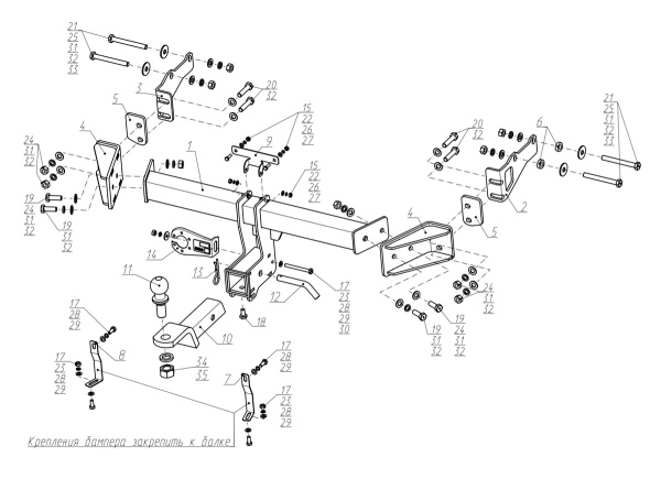 фото Фаркоп BERG «быстросъемный под квадрат» для Hyundai Santa Fe III (2012-2018)