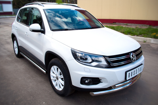 Фото Пороги труба d63 (вариант 3) VOLKSWAGEN Tiguan Track & Field 2011-2016