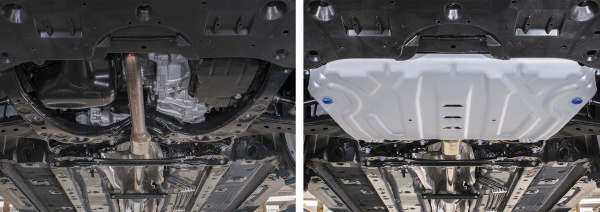 Фото Защита картера и КПП Rival (увеличенная) для Toyota Camry XV70 2018-н.в., алюминий 4 мм, с крепежом, 333.9518.2