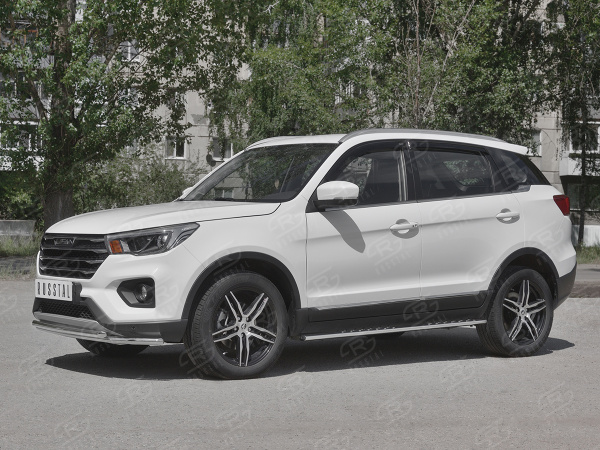 Фото Пороги труба 75х42 овал с проступью LIFAN X70 2018-