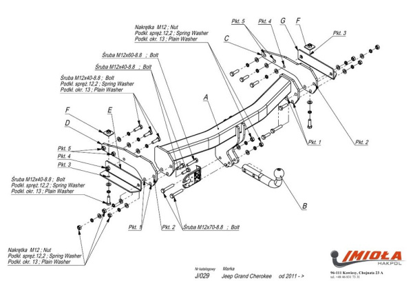 фото Фаркоп IMIOLA для Jeep Grand Cherokee IV «WK2 рестайлинг» (2013-2022)