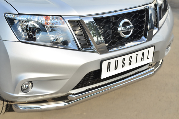 Фото Защита переднего бампера d63 (секции) d42 (дуга) декор-паз NISSAN Terrano 2014-