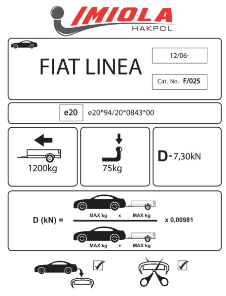 Фаркоп Imiola для FIAT Linea 2007-