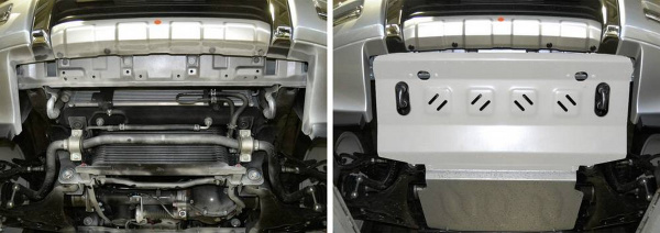 Фото Защита радиатора Rival для Mitsubishi Pajero IV 2006-2011 2011-н.в., алюминий 4 мм, с крепежом, 333.4012.1