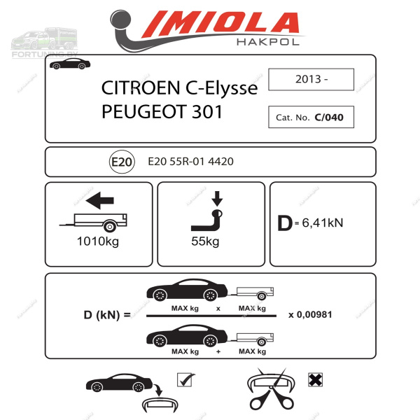 Фаркоп Imiola для Citroen C-Elysee I (2012-)