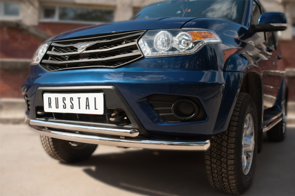 Фото Защита переднего бампера d63 (дуга) d42 (дуга) UAZ Patriot 2014