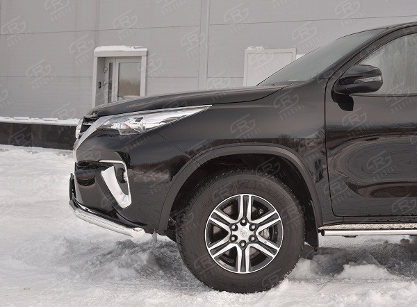 Фото Защита переднего бампера d63 волна с надписью TOYOTA FORTUNER 2017-