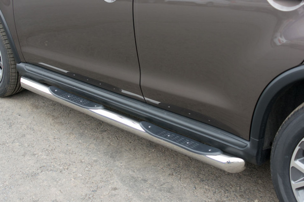 Фото Пороги труба d76 с накладками (вариант 1) PEUGEOT 4008 2012-2017